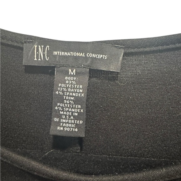 INC International Concepts Black and Gold Sheath Dress Crew Neck - Picture 2 of 3